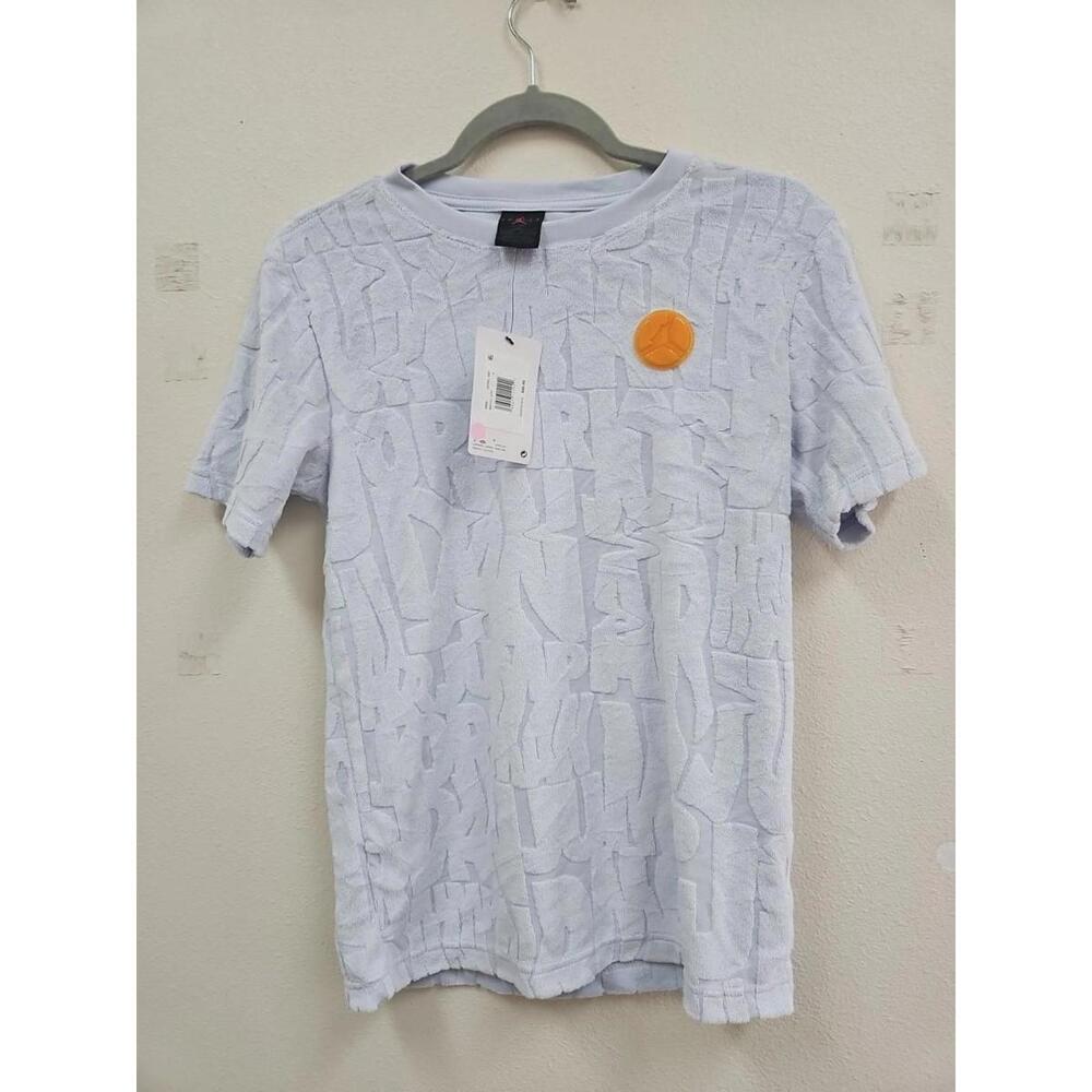 Jordan Boys' Fuel up Cool Down Gray Terry T-Shirt Size Large NWT